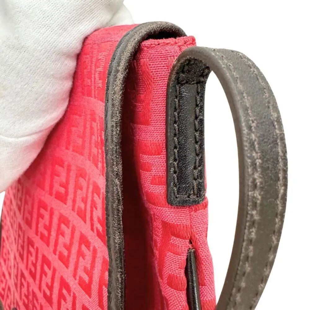 FENDI Pink Canvas Zucca Shoulder Bag - Picture 7 of 8